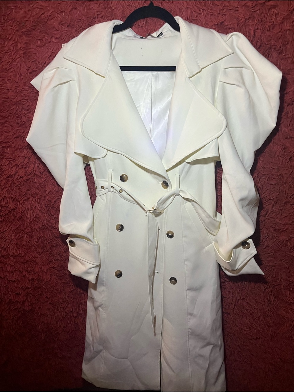 Akira Unique Stylish Cream Double-Breasted Trench Coat with Belt Medium
